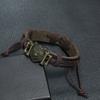 Vintage Braided Leather Bracelet Hand String Copper Zinc Alloy Wolf Head Imitation Cowhide Bracelet Jewelry for Men and Women