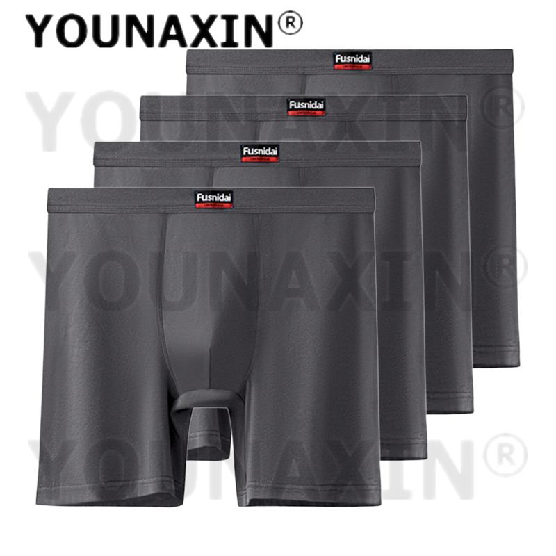 4 Pcs Men's Underwear Long Leg Plus Size Boxer Shorts Oversize Underpants Cotton Undies Loose Panties Fit 60-210KG
