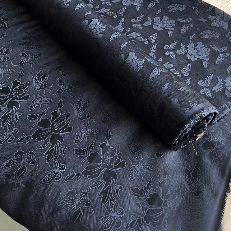 Breathable Mulberry Silk Jacquard Fabric Hollow Flower Luo Silk Fabric for Sewing Traditional Chinese Dress Cheongsam Clothes