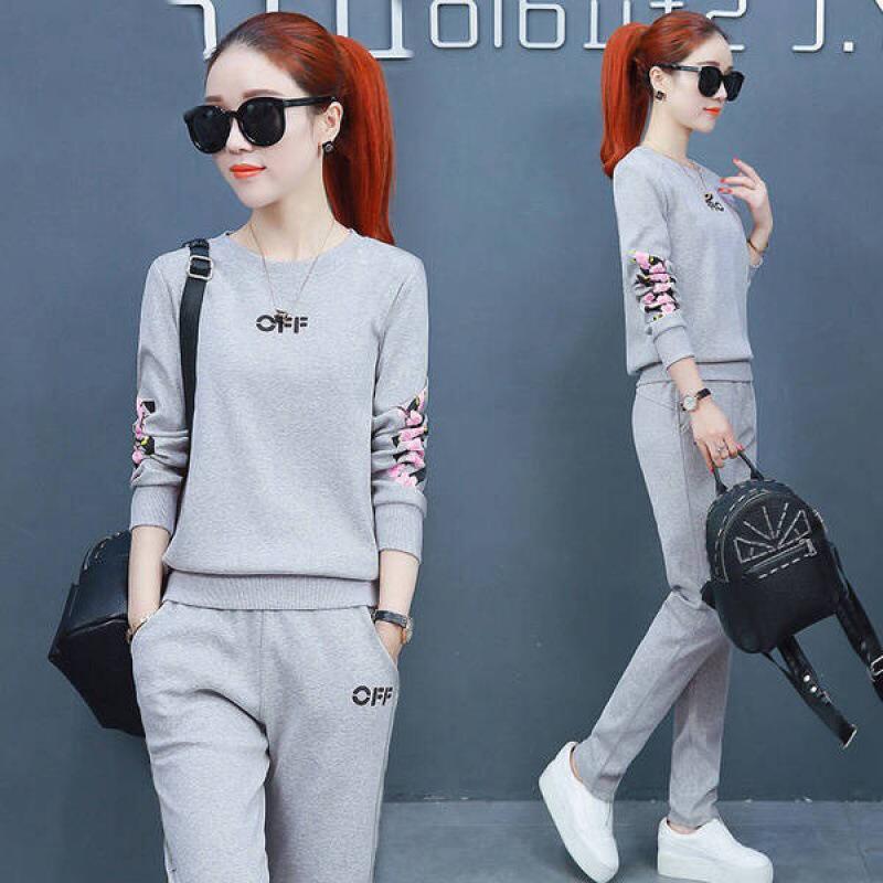 Trendy Spring/Summer 2025 Plus Size Women's Round Neck Sweatshirt & Long Pants Set