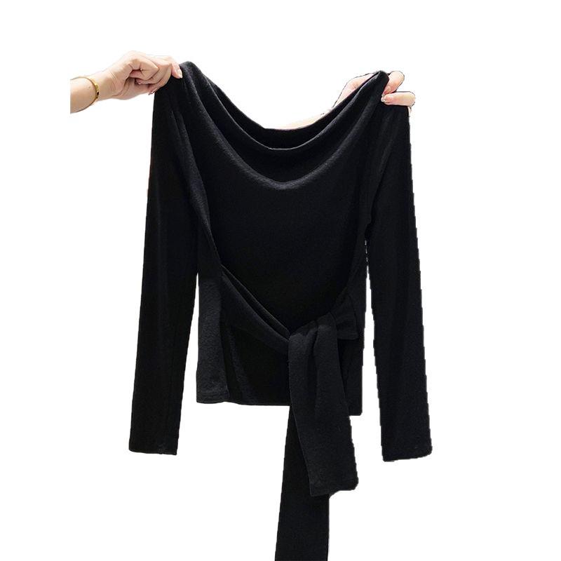 Women's Slim Fit Modal Cotton Long-Sleeve Tie-Up Top for Early Autumn