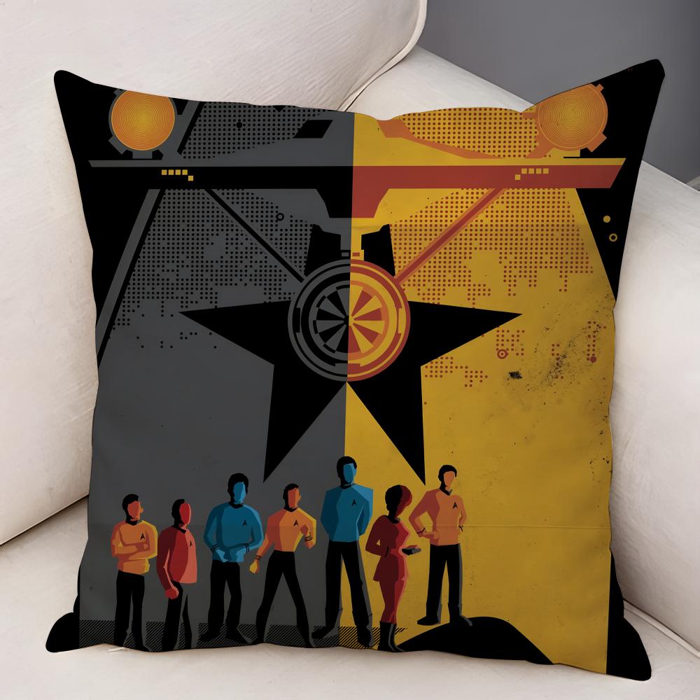 Star TTrek Ship Movie Logo Cushion Cover Natural Linen Organic Fabric DoubleSided Printing Breathable For Decor
