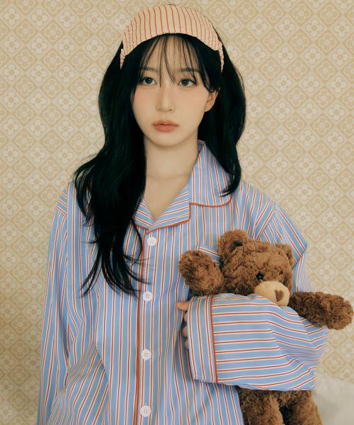[Dossy] 2-Piece Silky Fit Sierre Long-Sleeve Couple Pajama Set [Shipped from Korea] 100% Authentic