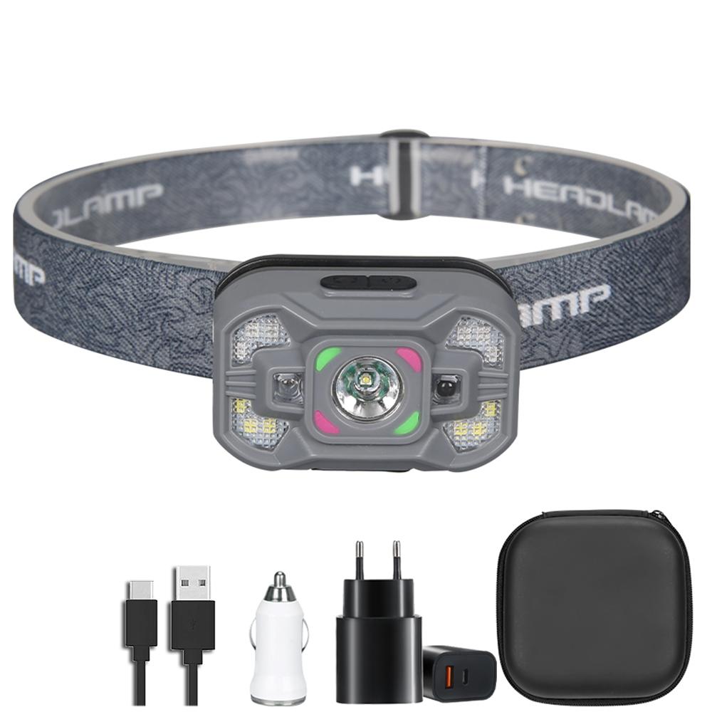 Led Strong Light Headlamp USB Rechageable Motion Sensor Headlight Portable Fishing Camping Outdoor Head Lamp Work Flashlight