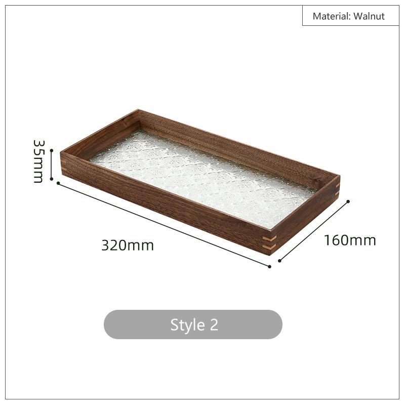 HeMu Set de decorațiuni de masă vintage din sticlă cu flori de cireș și măr, tavă din lemn, ceai aromaterapie, tavă pentru recepție cu ceai de mare