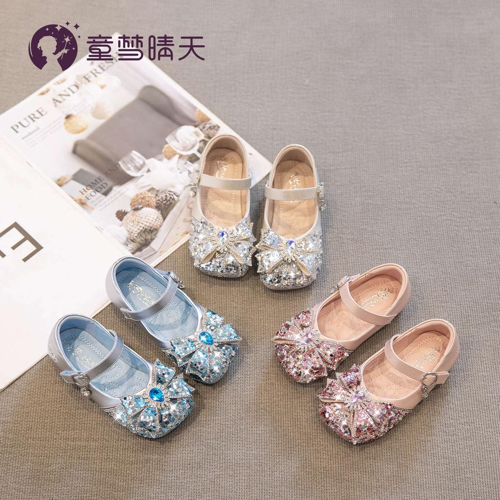 Children's Dream Sunny Day Girls Princess Shoes 2025 Spring Soft Sole Children's Shoes Crystal Shoes Girls Small Leather Shoes Dress Shoes