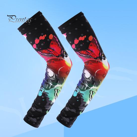 

1 Pair Summer Ice Silk Arm Sleeves Pastoral UV Protection Breathable Anti-slip Elastic Men Women Outdoor Cycling Fishing Long Cooling Arm Cover M