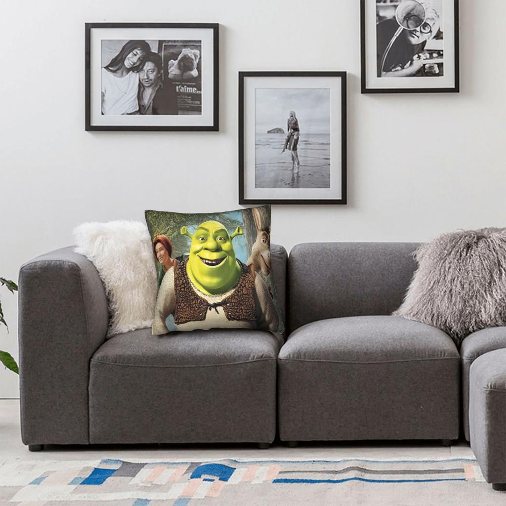 Shreks Meme Funny Square Pillowcases Polyester Sofa Cushion Cover Funny Home Decoration Throw Pillow Case 45*45