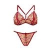 Sexy Lingerie Bed Flirting Robe Three-point Seduction Sexy Embroidery Open Passion Bra Set Women's Large Size