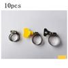 Stainless Steel Hose Clips with Plastic Handle Set of 10 Adjustable Worm Drive