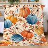 [Herbstkürbis-Decke] 1 Stück Gemütliche Flanelldecke mit Herbstkürbis-Print - Weich, Warm und Bunt in Blau, Orange und Gelb