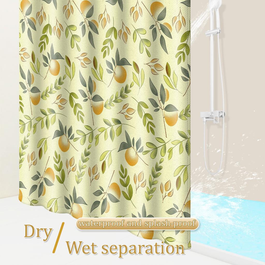 Summer Orange Fruit Shower Curtain - Juicy Citrus, Pastoral Style Waterproof Polyester