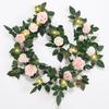 6 Ft Flower Garland with Lights, Artificial Eucalyptus Garland with Rose Flowers, MYXUANFA Flower Vine for Wedding Arch Table Centerpiece Room Decor