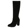 Women's Chunky Heel Boots Fashion Casual Suede Solid Color Round Toe Knee High Boots High Boot Socks for Women Cute