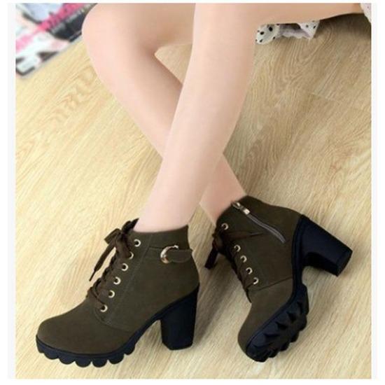 New Spring Winter Women Pumps Boots High Quality Lace-up European Ladies Shoes PU High Heels Boots Fast Delivery