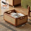 Luxury Rattan Storage Basket Rectangular Organizer Bin with Handles for Home Cosmetics Kitchen Accessories Desk Storage