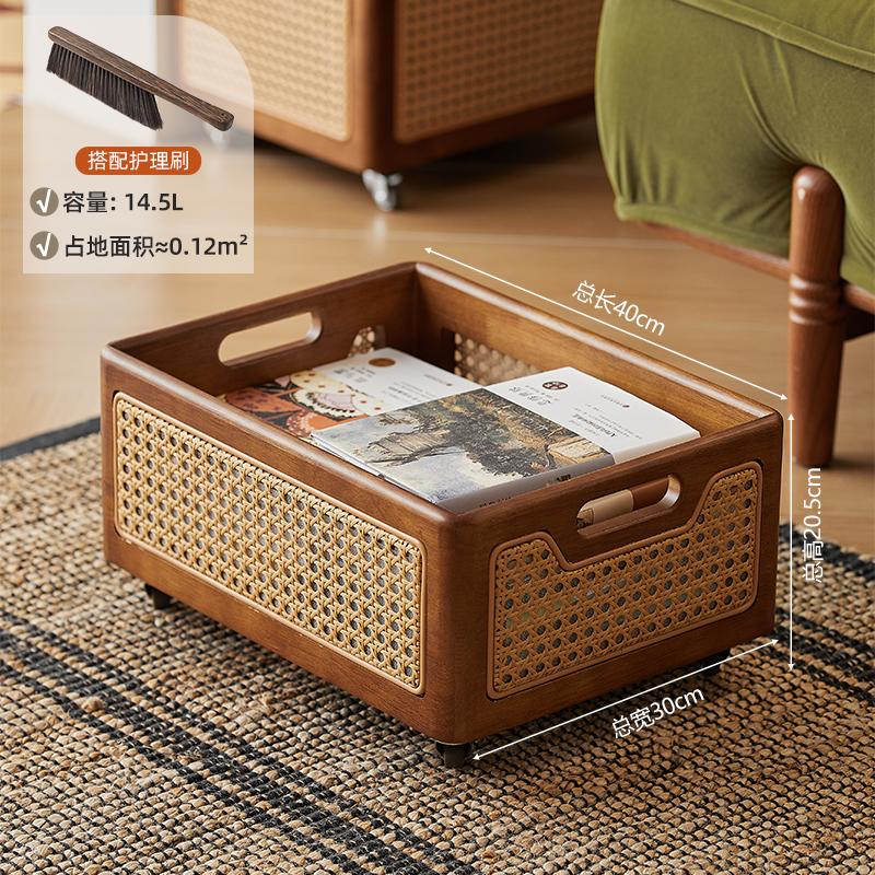 Luxury Rattan Storage Basket Rectangular Organizer Bin with Handles for Home Cosmetics Kitchen Accessories Desk Storage