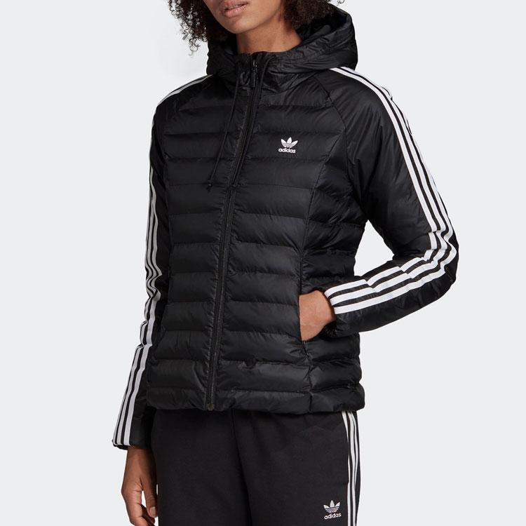 adidas Originals Warm Hooded Sports Jacket, Women Casual Black Outerwear ED4784