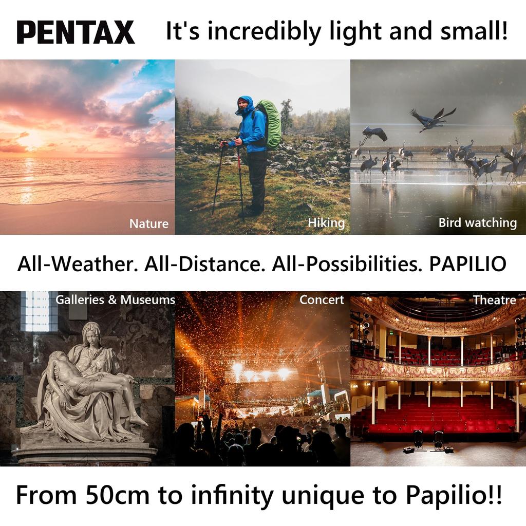 PENTAX Papilio III WR Schwarz, das bei einer minimalen Brennweite für Outdoor-Naturbeobachtungen und Sport fokussiert. Garantie Pentax 62010 6,5x21 Fernglas,