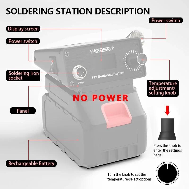 T12 Digital Soldering Station with LCD Temp Control - 24V Portable Rework Tool Kit for Electronics Repair, No Power Supply