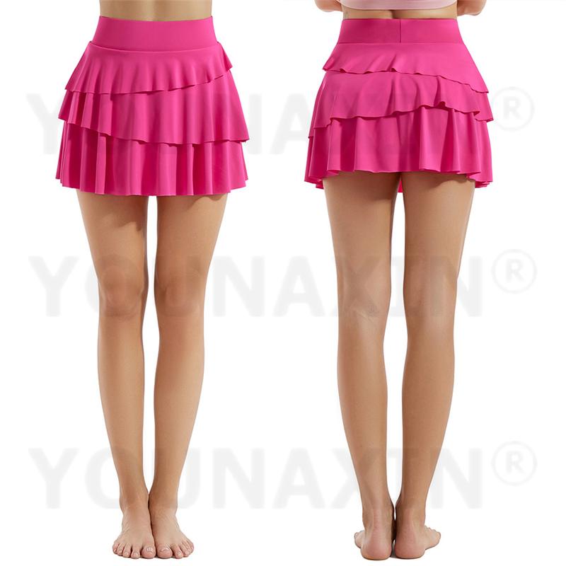 Damen Tennis Culottes Yoga Hohe Taille Tasche Fitness Plissee Rock Training Athletisch Laufen Sportshorts Futter S M L XL 2XL