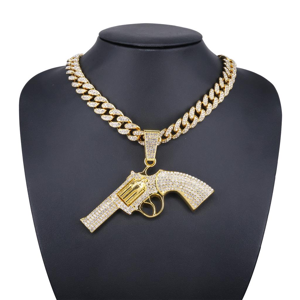 Pistola Gioiello Temu Ciondolo in Lega Strass, Personalizzato da Uomo Esagerato Rap Trendsetter Stile Hip Hop Ciondolo