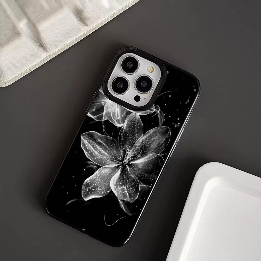 Luxury Case For Iphone 16 Pro Max SGlowing Flowers Phone Case For IPhone 16 Plus 15 14 13 12 11 17 Air Soft Black Back Cover