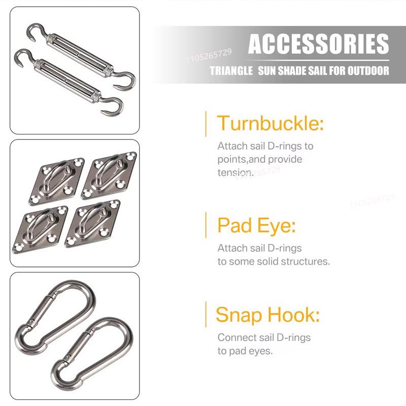 304 Stainless Steel Sun Shade Sail Hardware Kit for Square/Rectangular Installations
