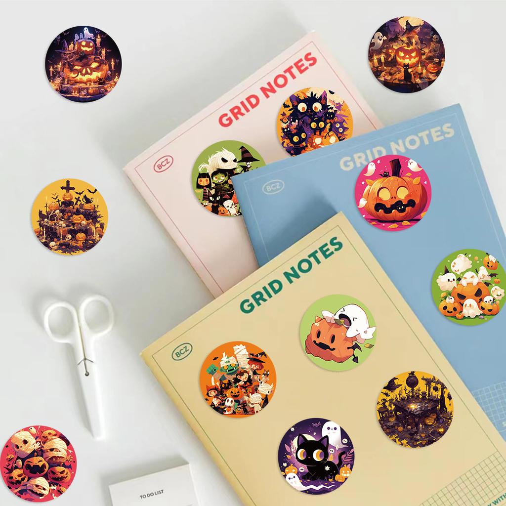 8 Toy Puzzles Halloween Special Pumpkin Funny Stickers Cartoon Handicraft Waterproof Decorative Sealing Stickers