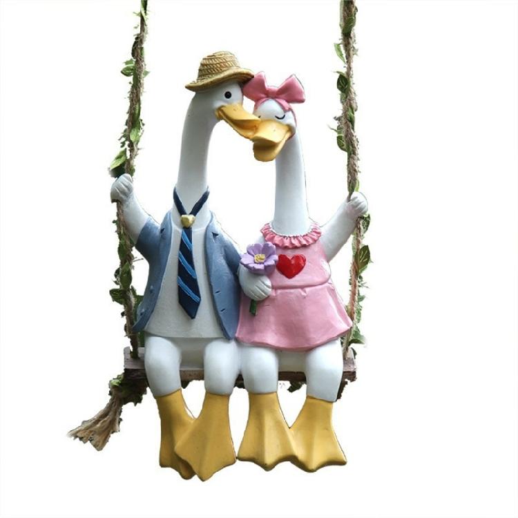 Delicate Couple Duck Garden Statue Cute Duck Art Decors Duck for Couple, Lover