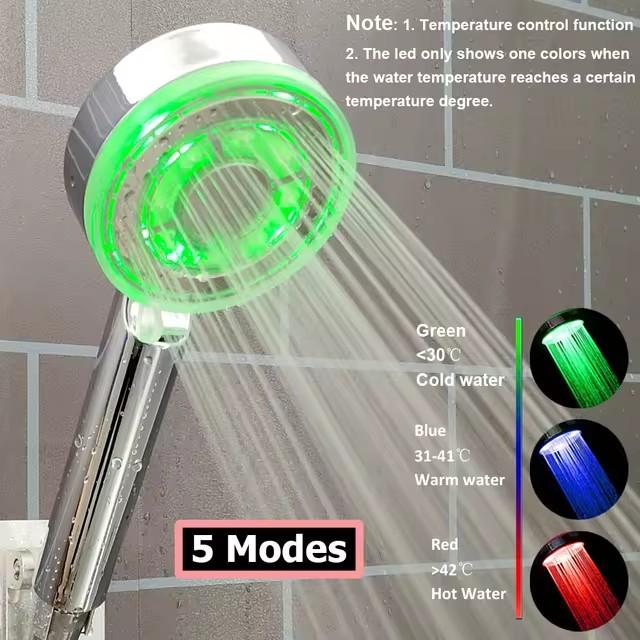 Soffione Doccia LED Anionico Pioggia SPA Controllo Temperatura Soffione Doccia Pressurizzato Risparmio Idrico 3/7 Colori Portatile Bagno Doccia