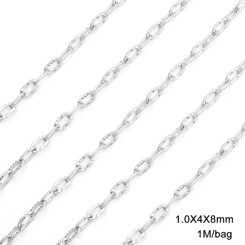 

1 м/пакет, ювелирная цепочка из нержавеющей стали, кубинская цепочка, базовая цепочка в стиле панк для DIY, ожерелье, браслет, изготовление ювелирных изделий style 04
