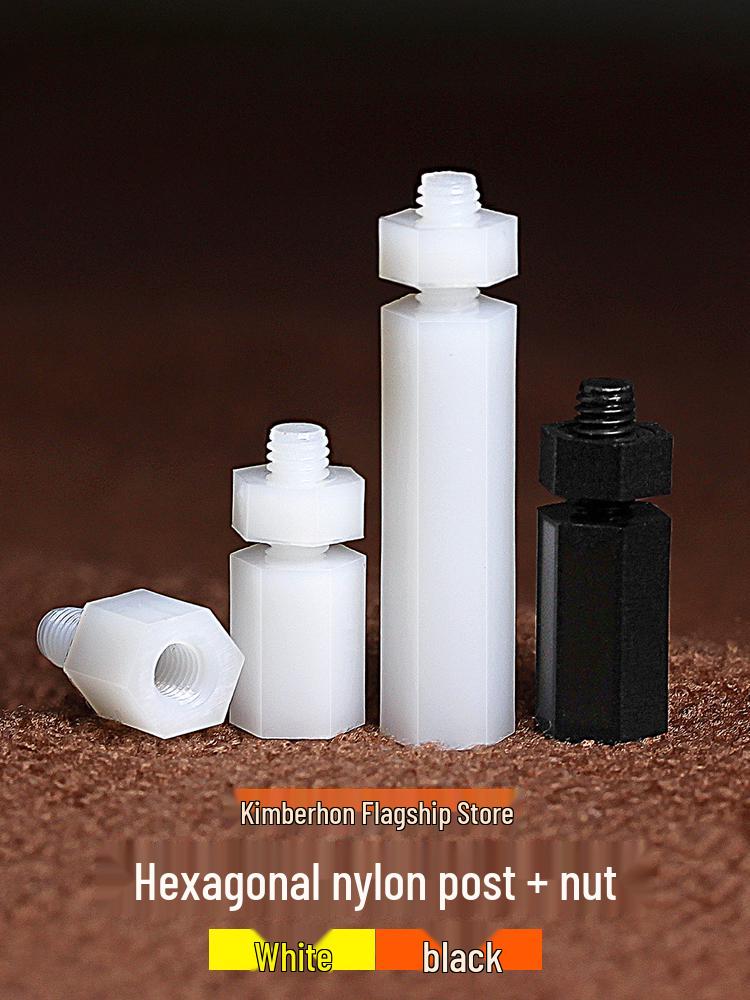 Hexagonal Nylon Insulating Standoff Nut and Screw Support M2 M2.5 M3 M4 M4*5+6 White (50 sets)