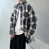 2026 Frühling Herren Koreanische Gestreifte Karomuster Hemden Herren Mode Harajuku Lässig Übergroßes Hemd Herren Streetwear Hemd mit Aufdruck Herren Kleidung