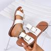 Fashion Fashion Sandals Women PU Leather Metal Detailed Buckle Strap Plus Size 43 Summer Beach Ladies Mid-heel Shoes Luxury Sandalias