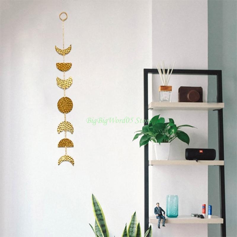 24TE Moon Phase Wall Hanging Ornaments Moon Garlands Metal Chain Art Bohemian Bedroom Office Nursery Home Decorations