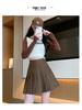 High-Waist A-Line Pleated Wool Skirt - Women's Autumn/Winter, Slim Fit, Plus Size, Korean Style, Short/Midi Length.