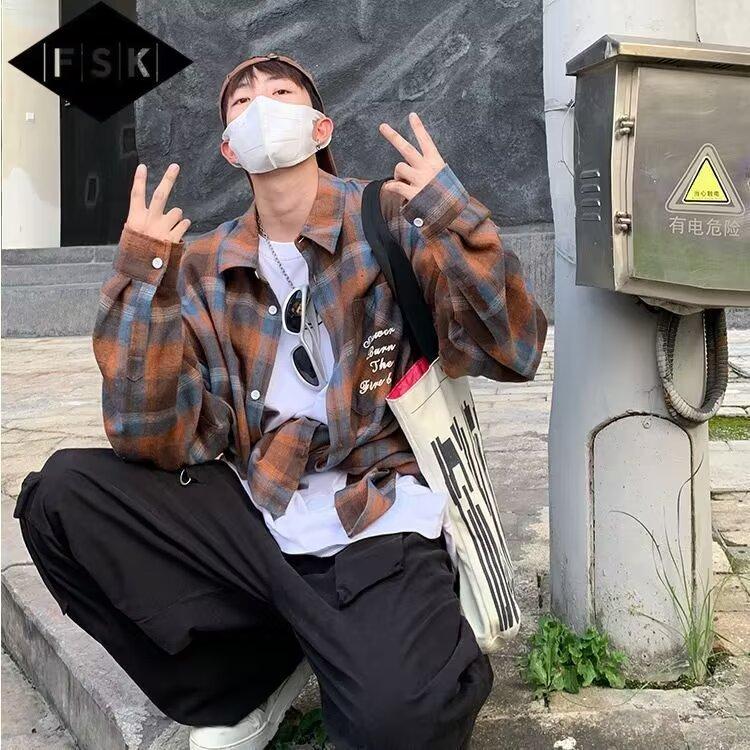 Japanese Fashion Brand Kimura Dark Grain Loose Leisure All-Matching Coat American Retro Spring and Autumn Plaid Long Sleeve Shirt for Men