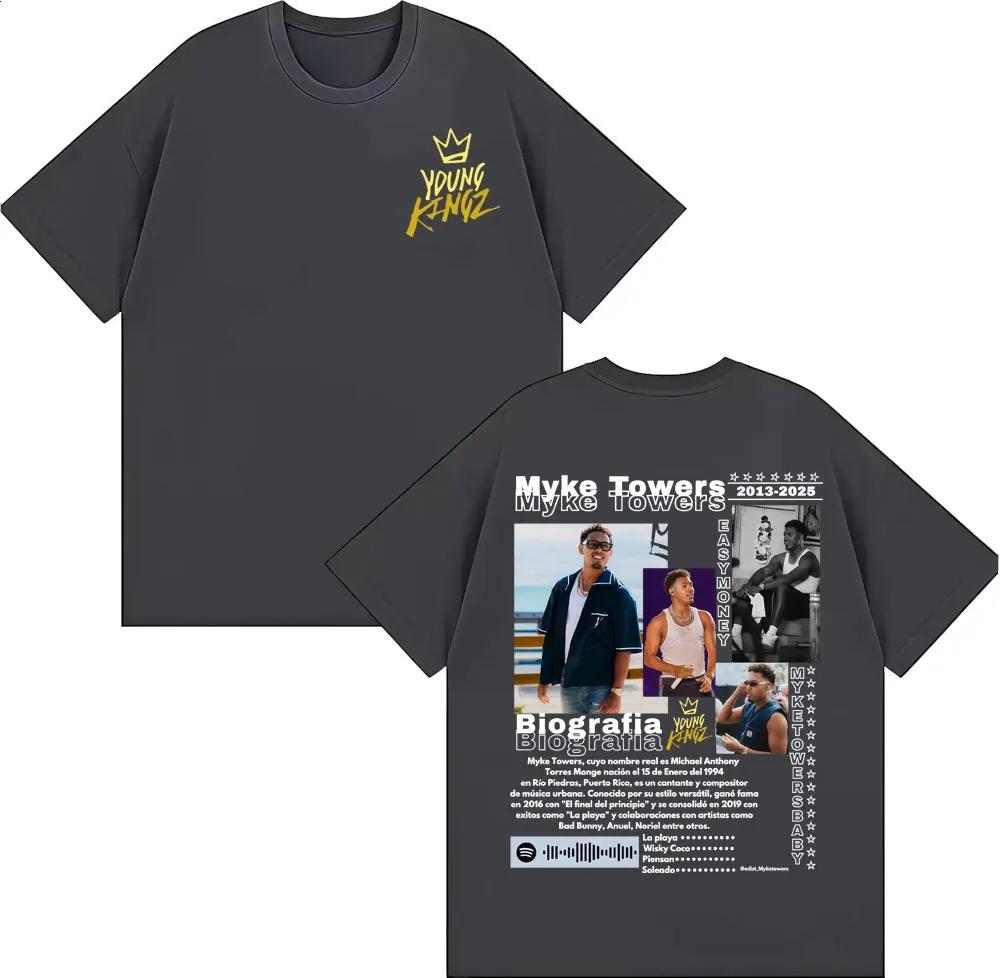 

Rapper Myke Towers Music Album Cover T Shirt Unisexs Clothing Harajuku High Street Oversized Tshirts Casual ONeck Cotton Tshirt S
