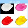 White Cowboy Hat With Silver Border For Cosplay And Party Decorations