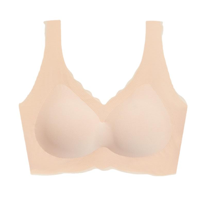 Wave Pattern U-shaped One Piece Underwear for Women Gathered with Jelly Glue Seamless Back and Steel Ring Bra