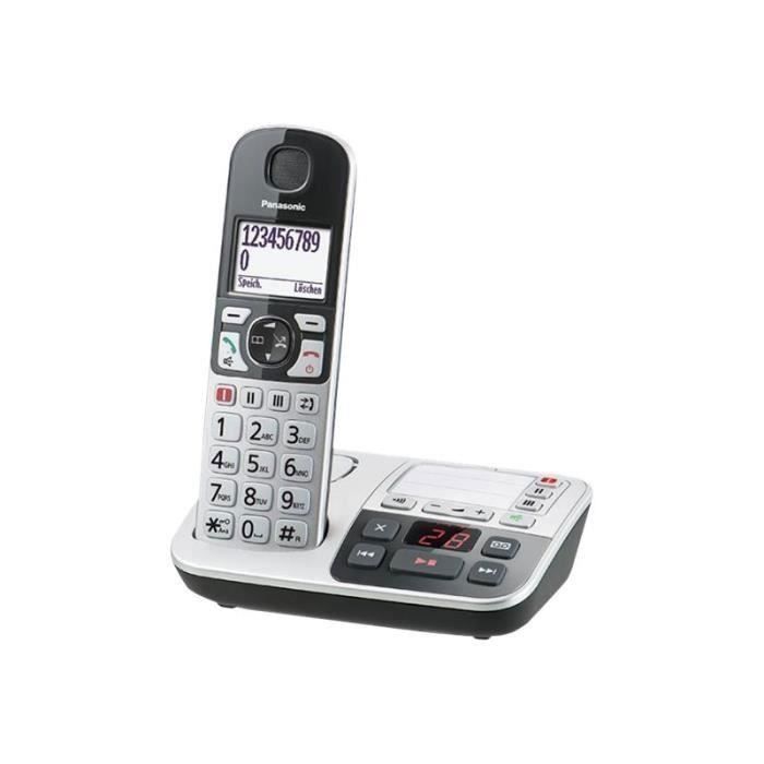 Téléphone sans fil avec répondeur Panasonic KX-TGE520 - ID d'appelant - Noir et argenté(e)