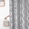 Metallic Silver Geometric Printed Shower Curtain, Gray Sparkly Cloth Shower Curtain with Diamond Pattern, Unique Classy Bathroom Curtains for