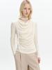 GRAYDATION Cowl-Neck Draped T-Blouse Butter