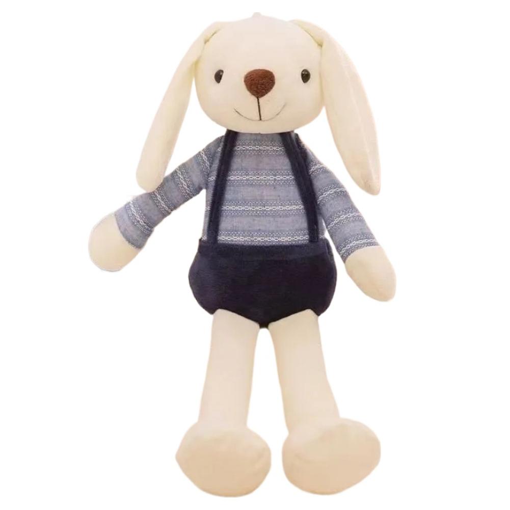 

40Cm Long Ear White Bunny Plush Toy Cute Striped Suspenders Rabbit Doll Decor Soft Stuffed Animal Kids Gift