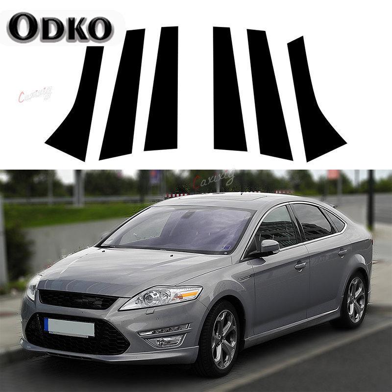 6Pcs Car Door Window Frame Pillar Post Stickers for Ford Mondeo MK4 2008 2009 2010 2011-2013 B C Column Cover Styling Decoration