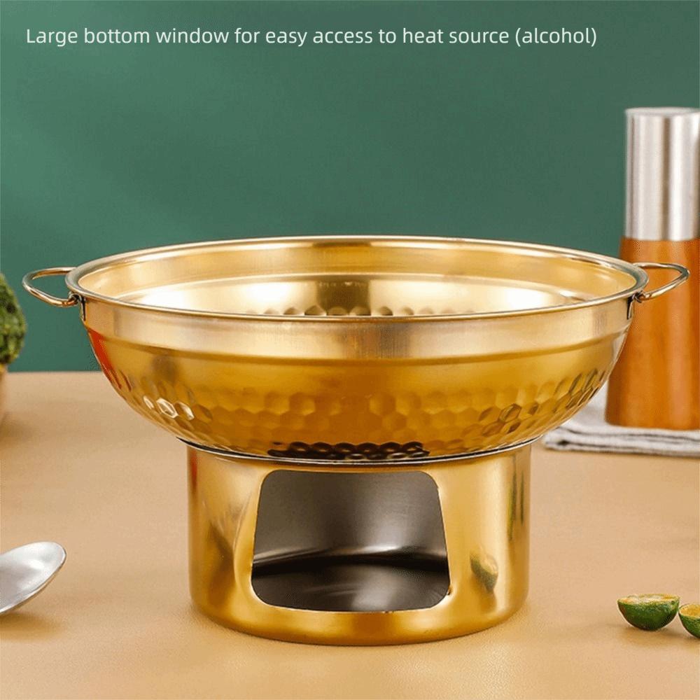 Fast Heating Stainless Steel Hot Pot Thickened Dessert Holder Double Ears Hot Pot  Food Serving