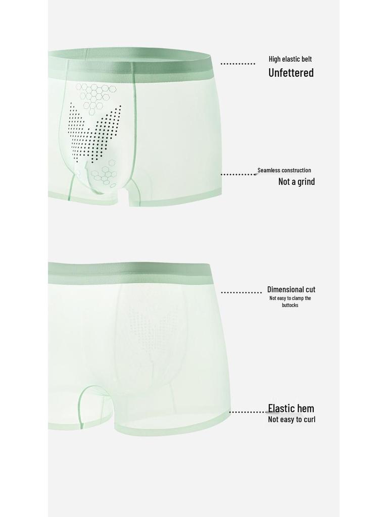 Herren Nahtlose Leichte Boxershorts aus Eisseide - Atmungsaktiv, Antibakteriell, Sommerunterwäsche für Teenager