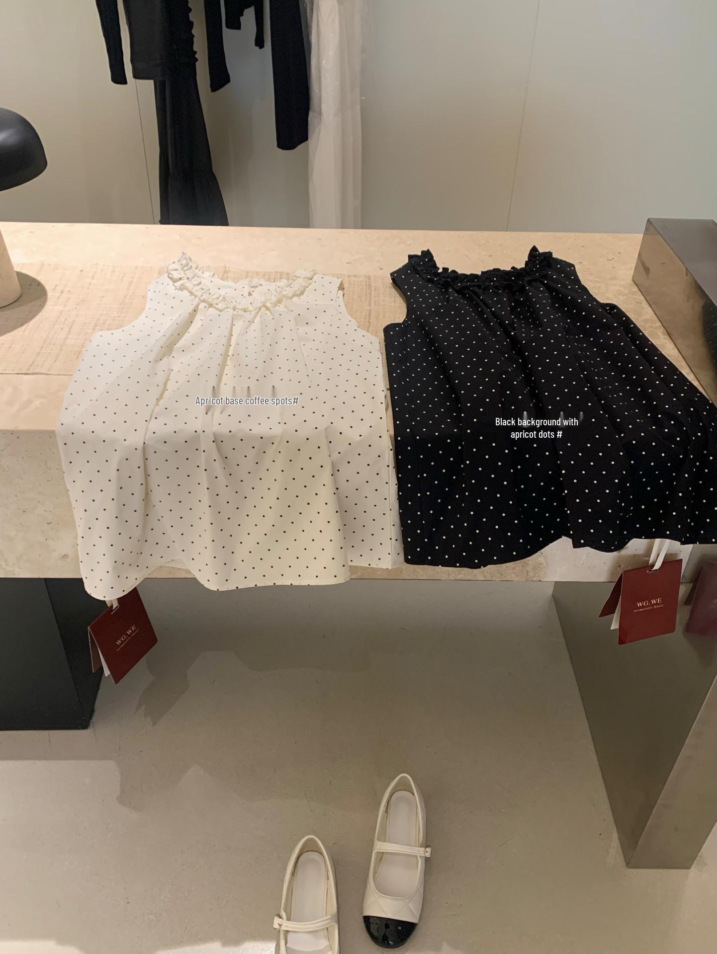 Women s Sleeveless Polka Dot Lace Collar Vest Top - Spring/Summer Collection M