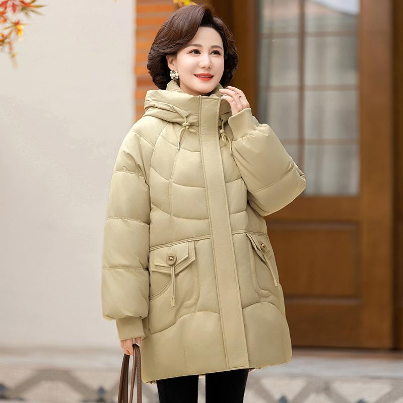 2025 new women's winter Korean cotton jacket, women's thickened mid-length cotton jacket, loose padded jacket